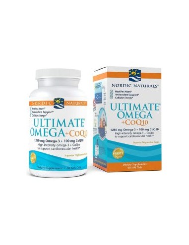 OMEGA 3 ( 1280 mg ) + Q10 ( 100 mg ), 60 KAPS. ULTIMATE OMEGA-COQ10, NORDIC NATURALS